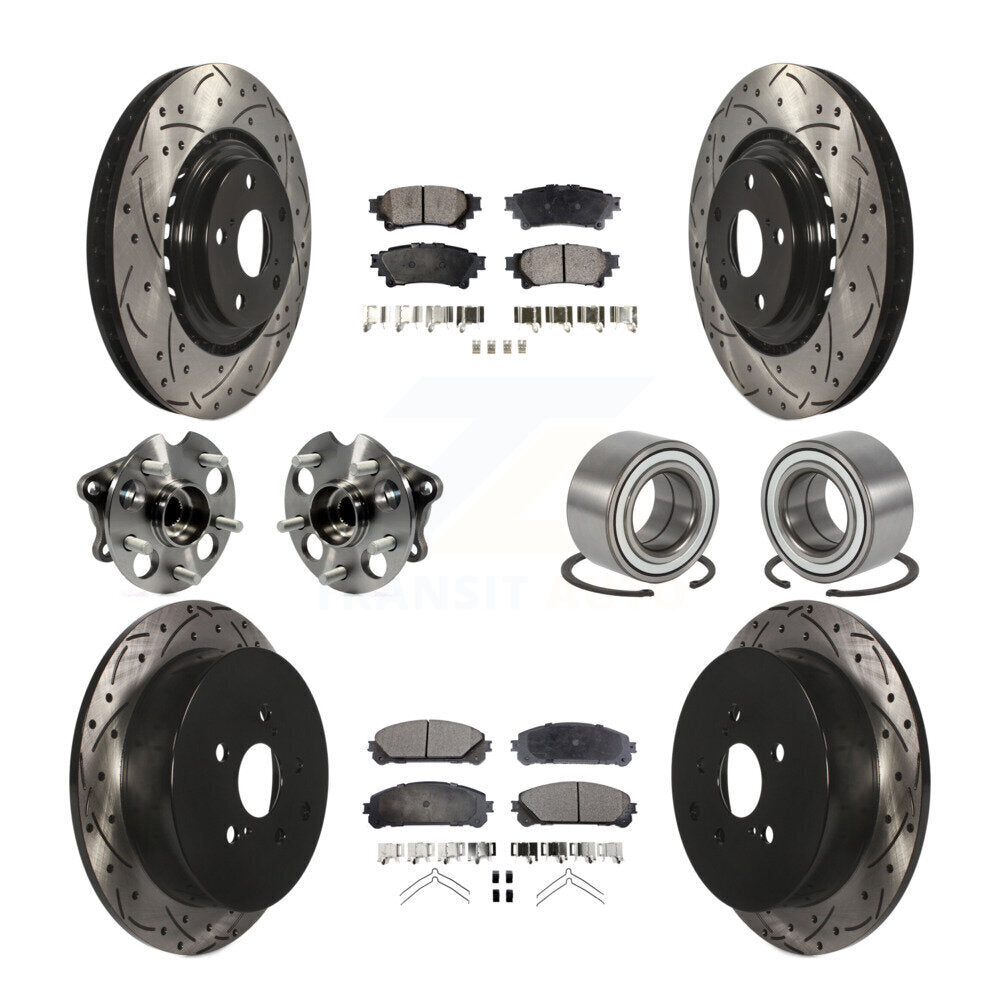 Kit de rotor et de plaquettes de frein revêtus de roulement de moyeu avant et arrière (10 pièces) pour Toyota Sienna AW