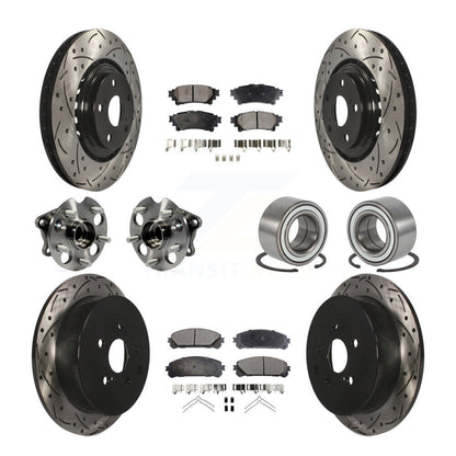 Kit de rotor et de plaquettes de frein revêtus de roulement de moyeu avant et arrière (10 pièces) pour Toyota Sienna AW
