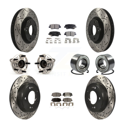 Kit de rotors et plaquettes de frein revêtus de roulement de moyeu avant et arrière (10 pièces) pour Kia Forte Forte