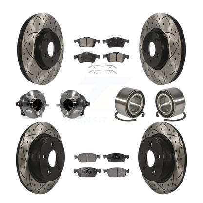Kit de rotors et plaquettes de frein à disque revêtus de roulement de moyeu avant et arrière (10 pièces) pour Ford Escap