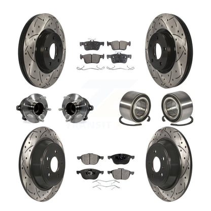 Kit de rotors et plaquettes de frein à disque revêtus de roulement de moyeu avant et arrière (10 pièces) pour Ford Escap