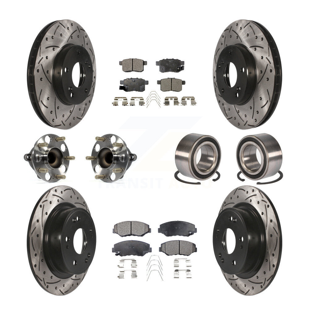 Kit de rotor et de plaquettes de frein à disque revêtus de roulement de moyeu avant et arrière (10 pièces) pour Honda Accor