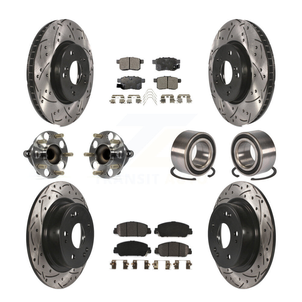 Kit de rotor et de plaquettes de frein à disque revêtus de roulement de moyeu avant et arrière (10 pièces) pour Honda Accor