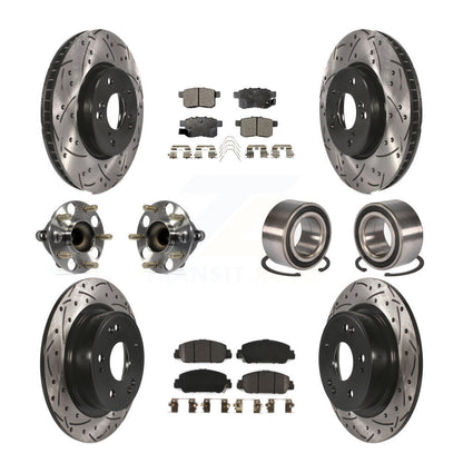 Kit de rotor et de plaquettes de frein à disque revêtus de roulement de moyeu avant et arrière (10 pièces) pour Honda Accor
