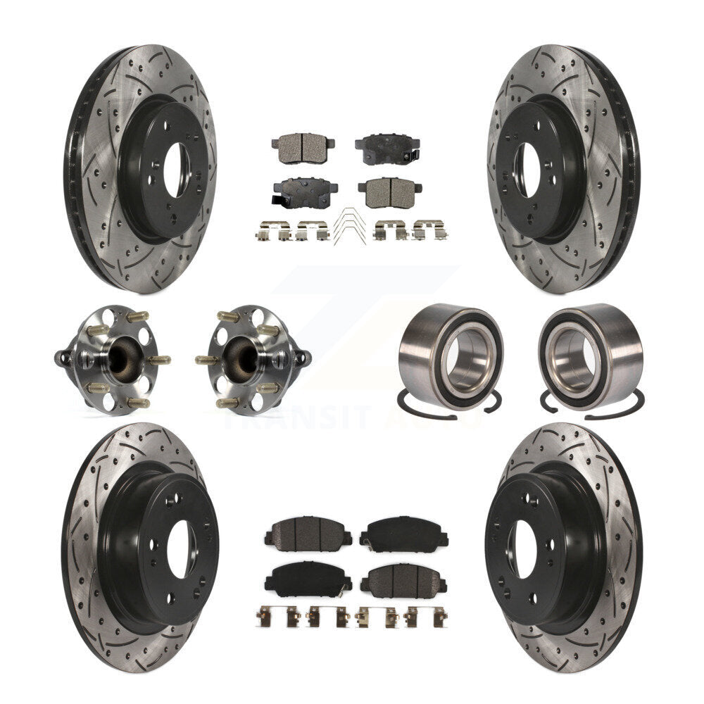 Kit de rotor et de plaquettes de frein à disque revêtus de roulement de moyeu avant et arrière (10 pièces) pour Honda Accor