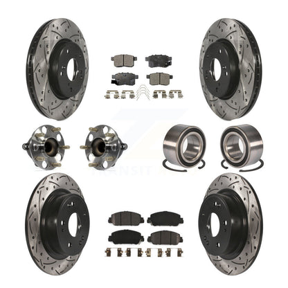 Kit de rotor et de plaquettes de frein à disque revêtus de roulement de moyeu avant et arrière (10 pièces) pour Honda Accor