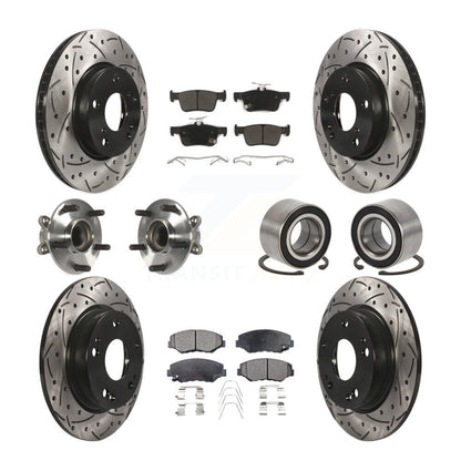 Kit de rotors et plaquettes de frein à disque revêtus de roulement de moyeu avant et arrière (10 pièces) pour Honda Civi
