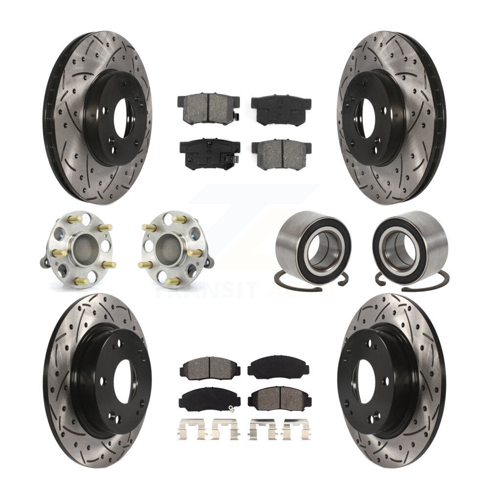 Kit de rotors et plaquettes de frein à disque revêtus de roulement de moyeu avant et arrière (10 pièces) pour Acura CS