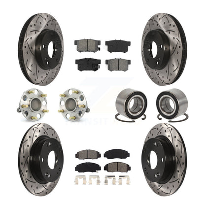 Kit de rotors et plaquettes de frein à disque revêtus de roulement de moyeu avant et arrière (10 pièces) pour Acura CS