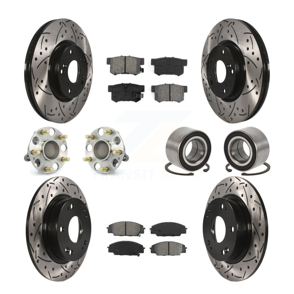 Kit de plaquettes de Rotor de frein, roulement de moyeu avant et arrière (10 pièces) pour Honda Civic Acura CS