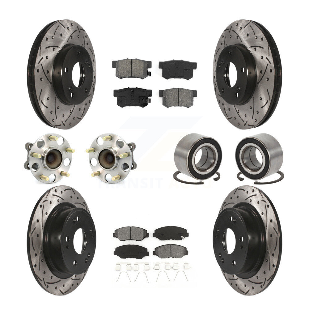 Kit de rotor et de plaquettes de frein à disque revêtus de roulement de moyeu avant et arrière (10 pièces) pour Honda Accor