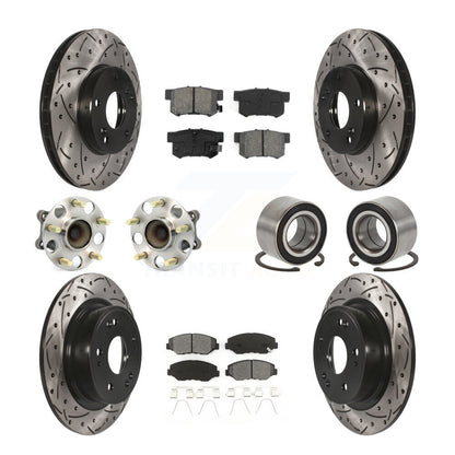 Kit de rotor et de plaquettes de frein à disque revêtus de roulement de moyeu avant et arrière (10 pièces) pour Honda Accor