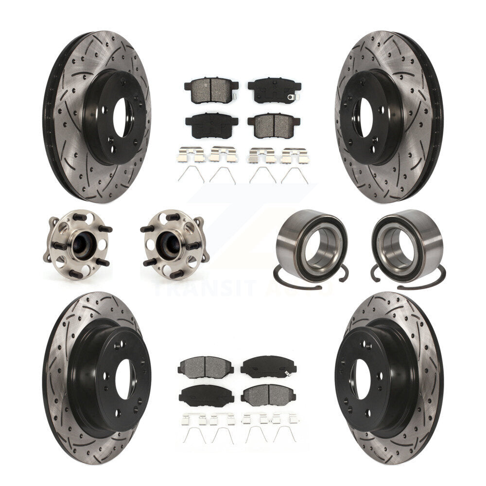 Kit de rotor et de plaquettes de frein à disque revêtus de roulement de moyeu avant et arrière (10 pièces) pour Honda Accor