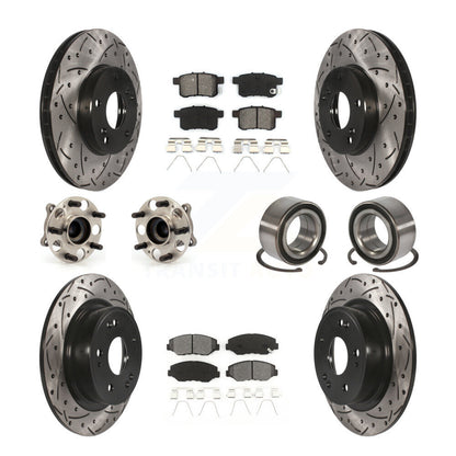 Kit de rotor et de plaquettes de frein à disque revêtus de roulement de moyeu avant et arrière (10 pièces) pour Honda Accor