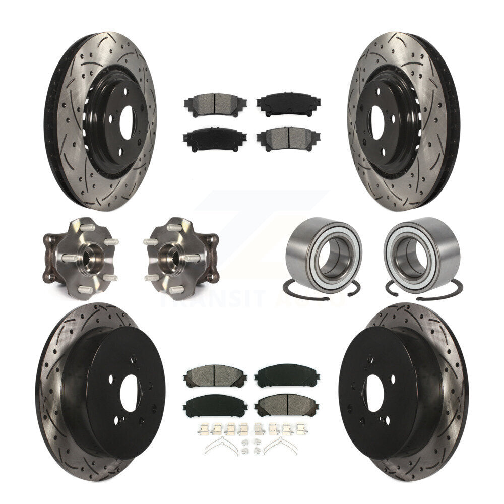 Kit de rotor et de plaquettes de frein revêtus de roulement de moyeu avant et arrière (10 pièces) pour Toyota Highlande