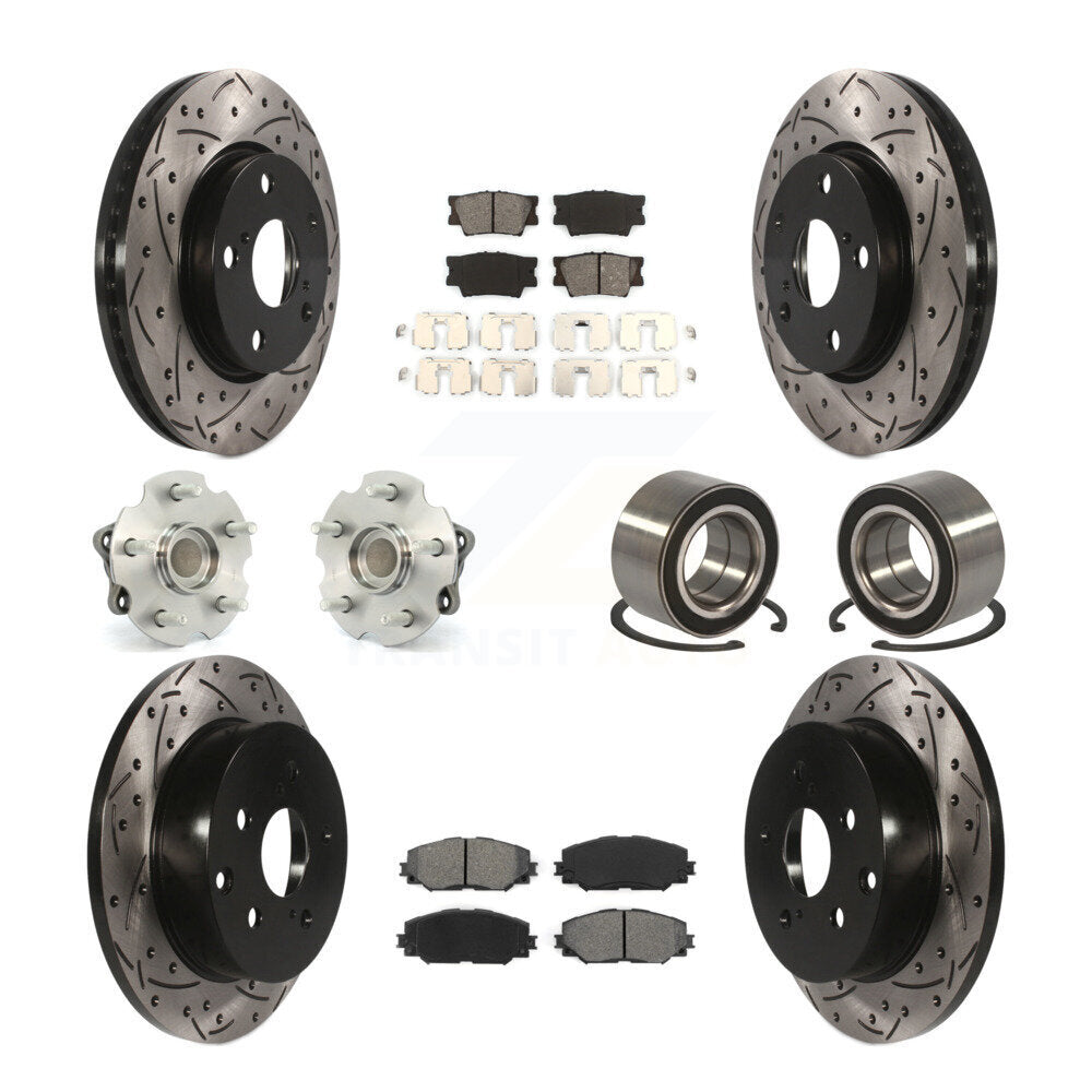 Kit de rotor et de plaquettes de frein revêtus de roulement de moyeu avant et arrière (10 pièces) pour Lexus HS250 2010