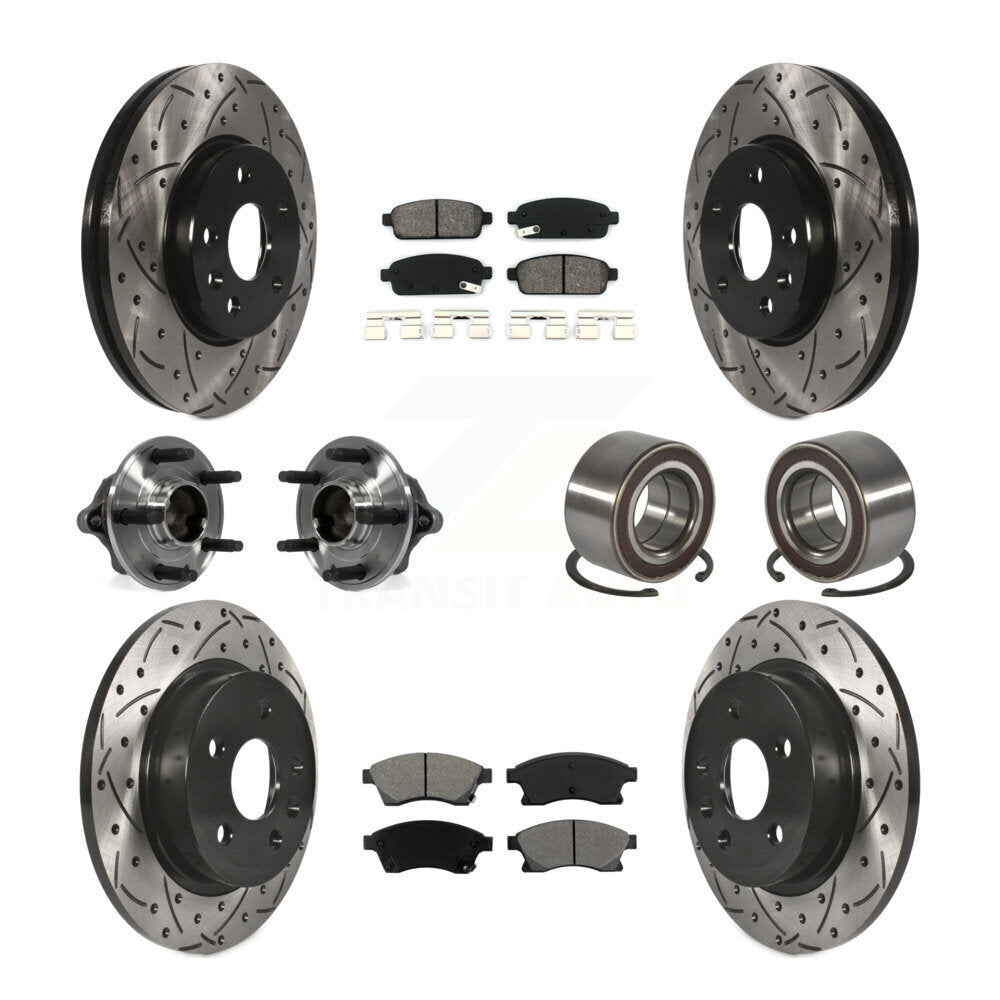 Kit de rotor et de plaquettes de frein revêtus de roulement de moyeu avant et arrière (10 pièces) pour Chevrolet Soni