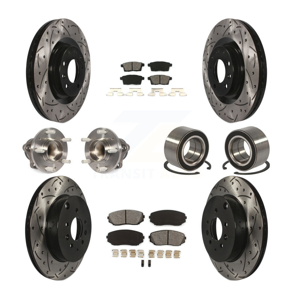 Kit de plaquettes de rotor de frein, roulement de moyeu avant et arrière (10 pièces) pour Mazda CX-9 FW 07-15