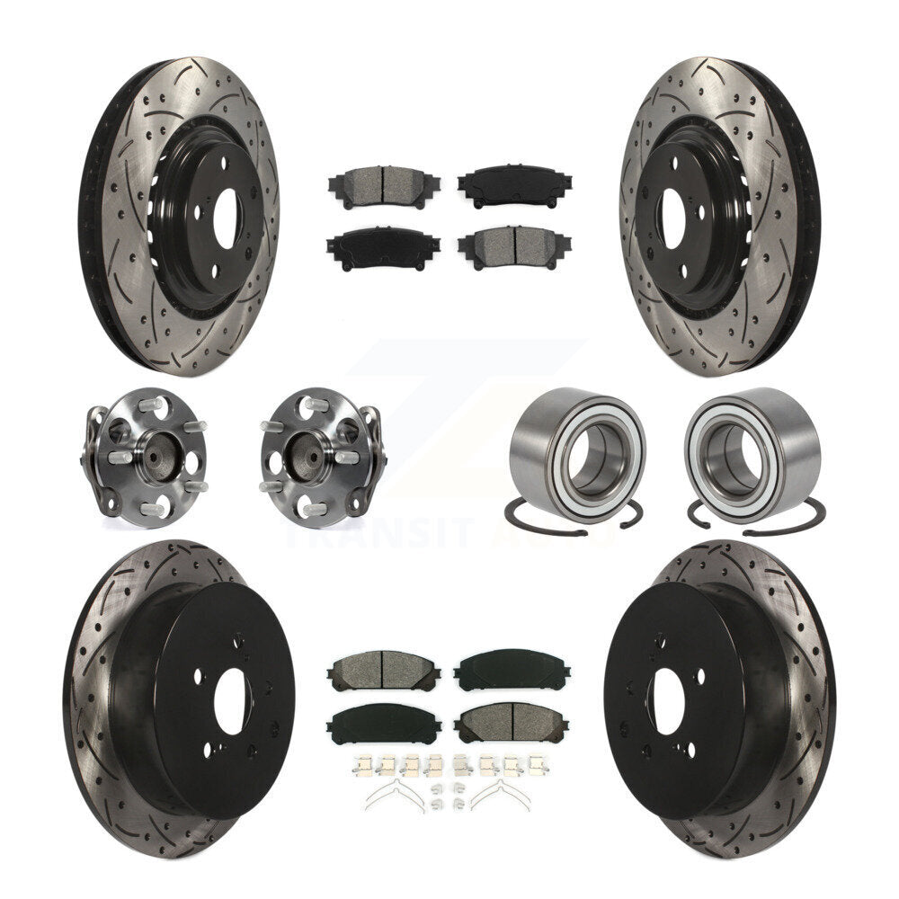 Kit de rotor et de plaquettes de frein revêtus de roulement de moyeu avant et arrière (10 pièces) pour Toyota Sienna FW