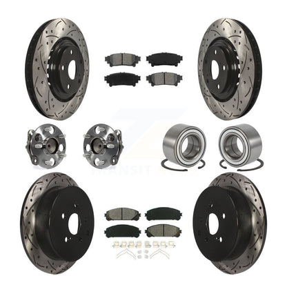 Kit de rotor et de plaquettes de frein revêtus de roulement de moyeu avant et arrière (10 pièces) pour Toyota Sienna FW