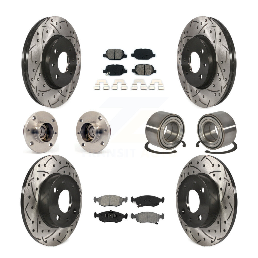 Kit de rotors et plaquettes de frein à disque revêtus de roulement de moyeu avant et arrière (10 pièces) pour Fiat 50