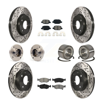 Kit de rotors et plaquettes de frein à disque revêtus de roulement de moyeu avant et arrière (10 pièces) pour Fiat 50