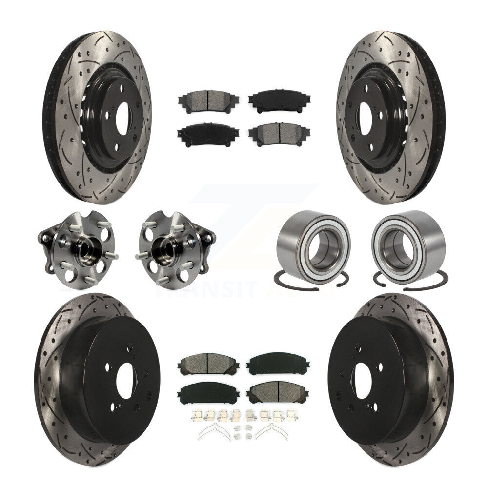 Kit de rotor et de plaquettes de frein revêtus de roulement de moyeu avant et arrière (10 pièces) pour Toyota Sienna AW