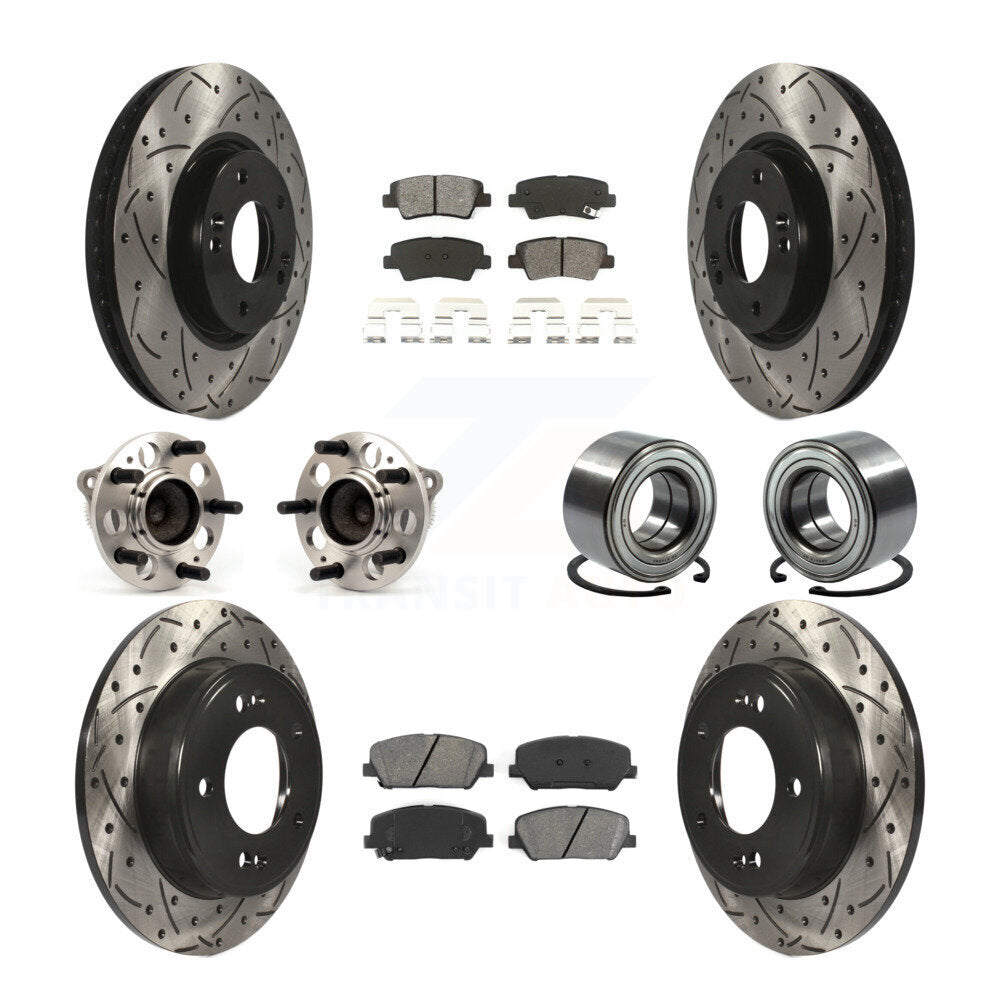 Kit de rotors et plaquettes de frein revêtus de roulement de moyeu avant et arrière (10 pièces) pour Hyundai Veloste