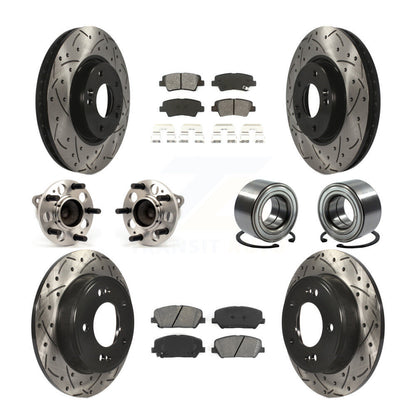 Kit de rotors et plaquettes de frein revêtus de roulement de moyeu avant et arrière (10 pièces) pour Hyundai Veloste