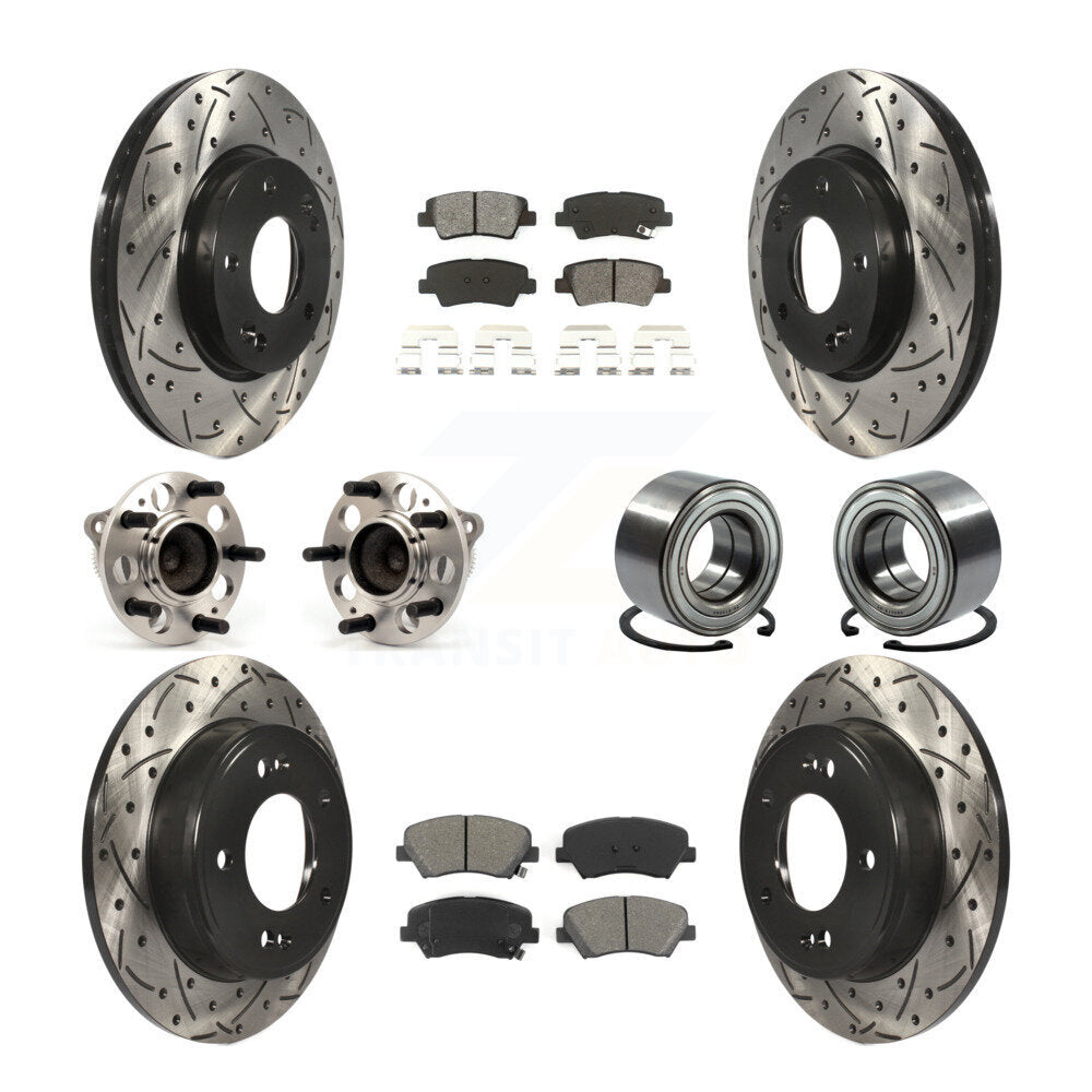 Kit de plaquettes de rotor de frein enduites de roulement de moyeu avant et arrière (10 pièces) pour Hyundai Elantra G