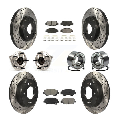 Kit de plaquettes de rotor de frein enduites de roulement de moyeu avant et arrière (10 pièces) pour Hyundai Elantra G