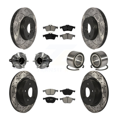 Kit de rotor et de plaquettes de frein à disque revêtus de roulement de moyeu avant et arrière (10 pièces) pour Ford c-ma