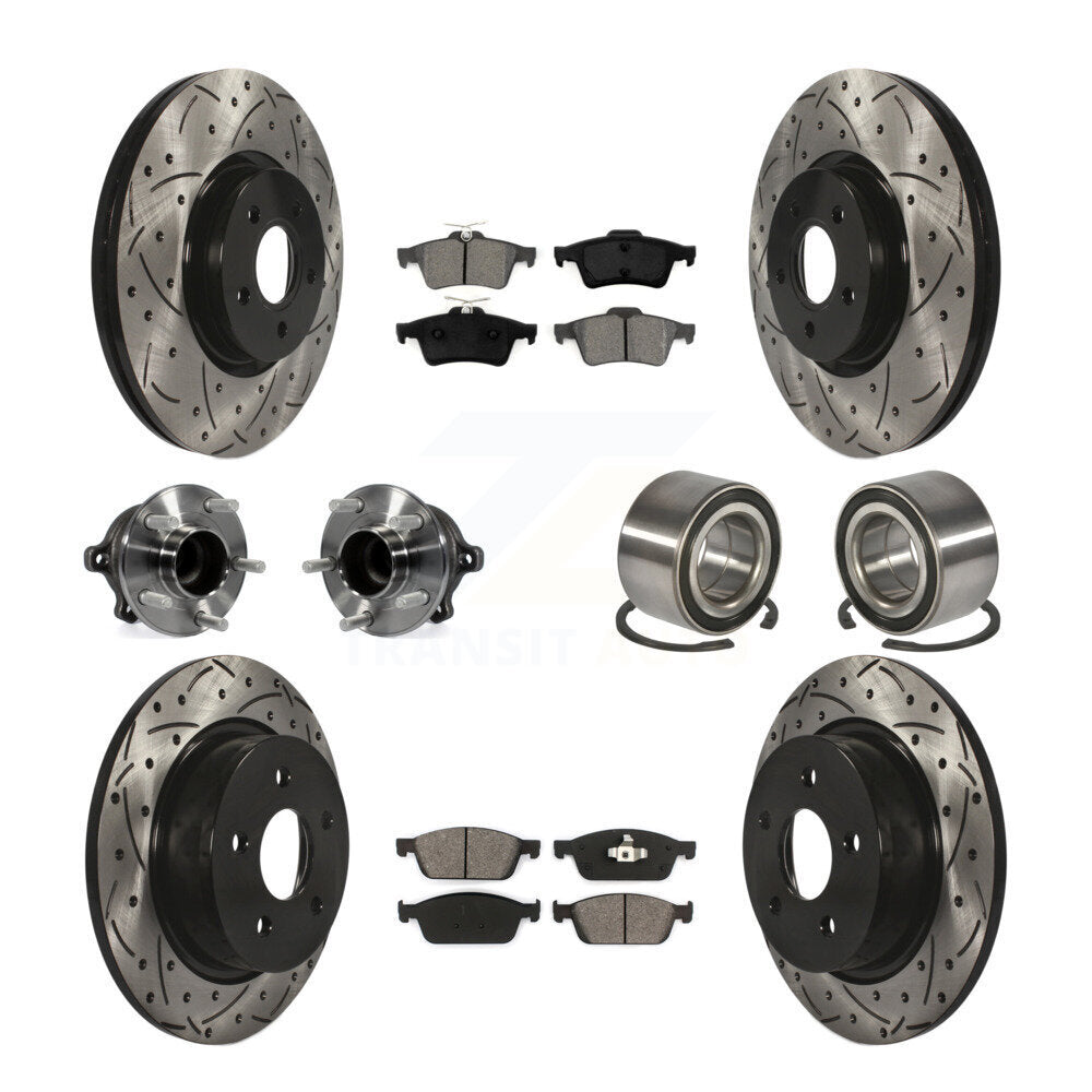 Kit de rotors et plaquettes de frein à disque revêtus de roulement de moyeu avant et arrière (10 pièces) pour Ford Escap