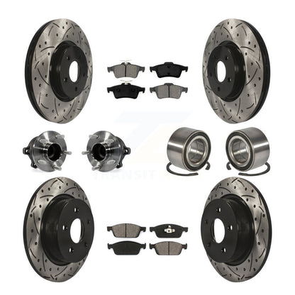 Kit de rotors et plaquettes de frein à disque revêtus de roulement de moyeu avant et arrière (10 pièces) pour Ford Escap