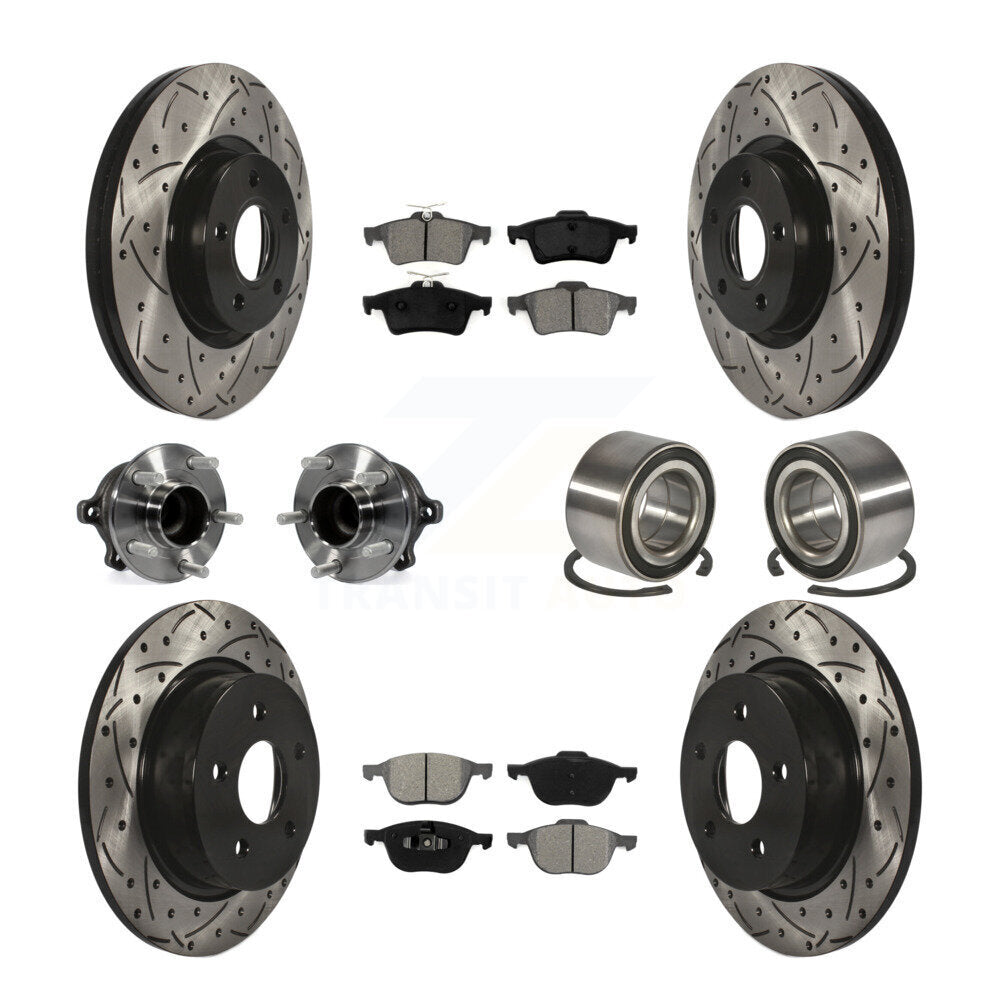 Kit de rotor et de plaquettes de frein revêtus de roulement de moyeu avant et arrière (10 pièces) pour Ford Escape c-ma