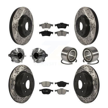 Kit de rotor et de plaquettes de frein revêtus de roulement de moyeu avant et arrière (10 pièces) pour Ford Escape c-ma