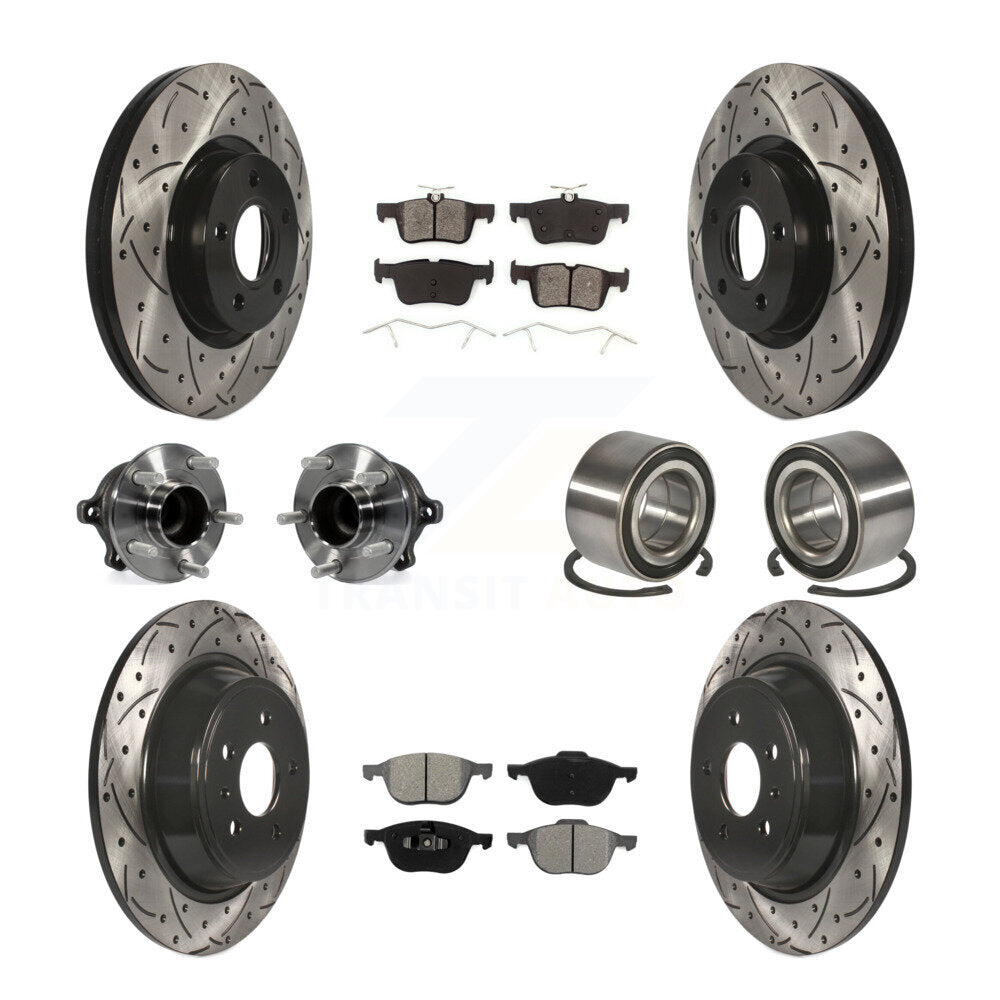 Kit de rotors et plaquettes de frein à disque revêtus de roulement de moyeu avant et arrière (10 pièces) pour Ford Escap