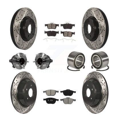 Kit de rotors et plaquettes de frein à disque revêtus de roulement de moyeu avant et arrière (10 pièces) pour Ford Escap