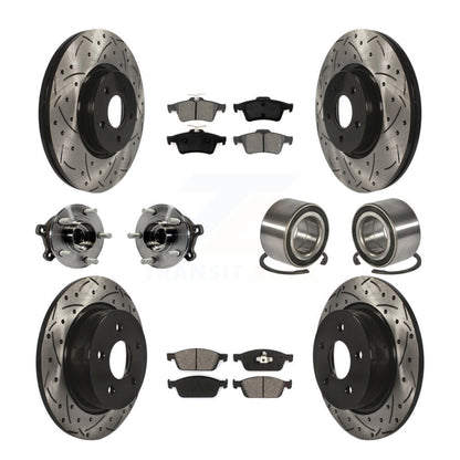 Kit de rotors et plaquettes de frein à disque revêtus de roulement de moyeu avant et arrière (10 pièces) pour Ford Escap