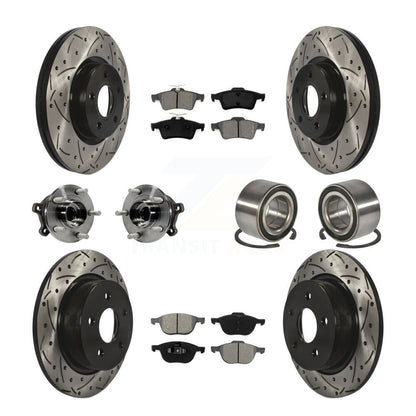 Kit de rotors et plaquettes de frein à disque revêtus de roulement de moyeu avant et arrière (10 pièces) pour Ford Escap