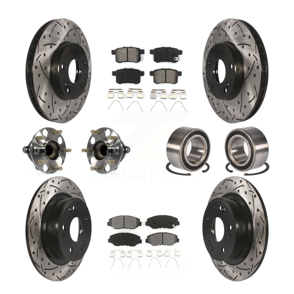 Kit de rotor et de plaquettes de frein à disque revêtus de roulement de moyeu avant et arrière (10 pièces) pour Honda Accor