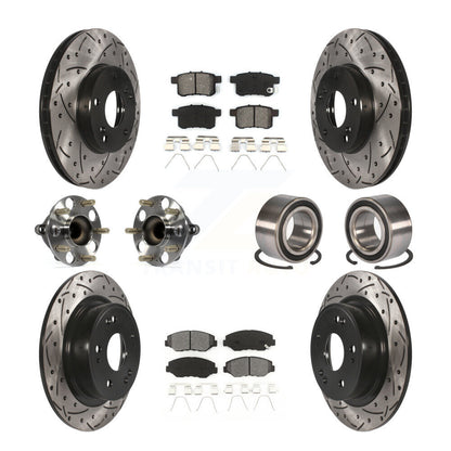 Kit de rotor et de plaquettes de frein à disque revêtus de roulement de moyeu avant et arrière (10 pièces) pour Honda Accor