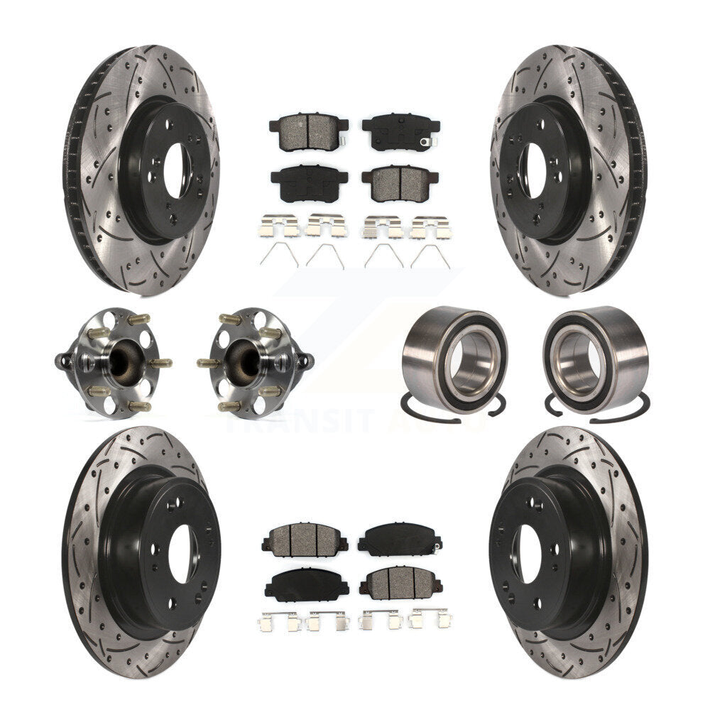 Kit de rotor et de plaquettes de frein à disque revêtus de roulement de moyeu avant et arrière (10 pièces) pour Honda Accor