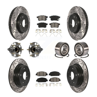 Kit de rotor et de plaquettes de frein à disque revêtus de roulement de moyeu avant et arrière (10 pièces) pour Honda Accor