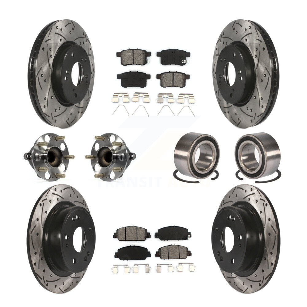 Kit de rotor et de plaquettes de frein à disque revêtus de roulement de moyeu avant et arrière (10 pièces) pour Honda Accor