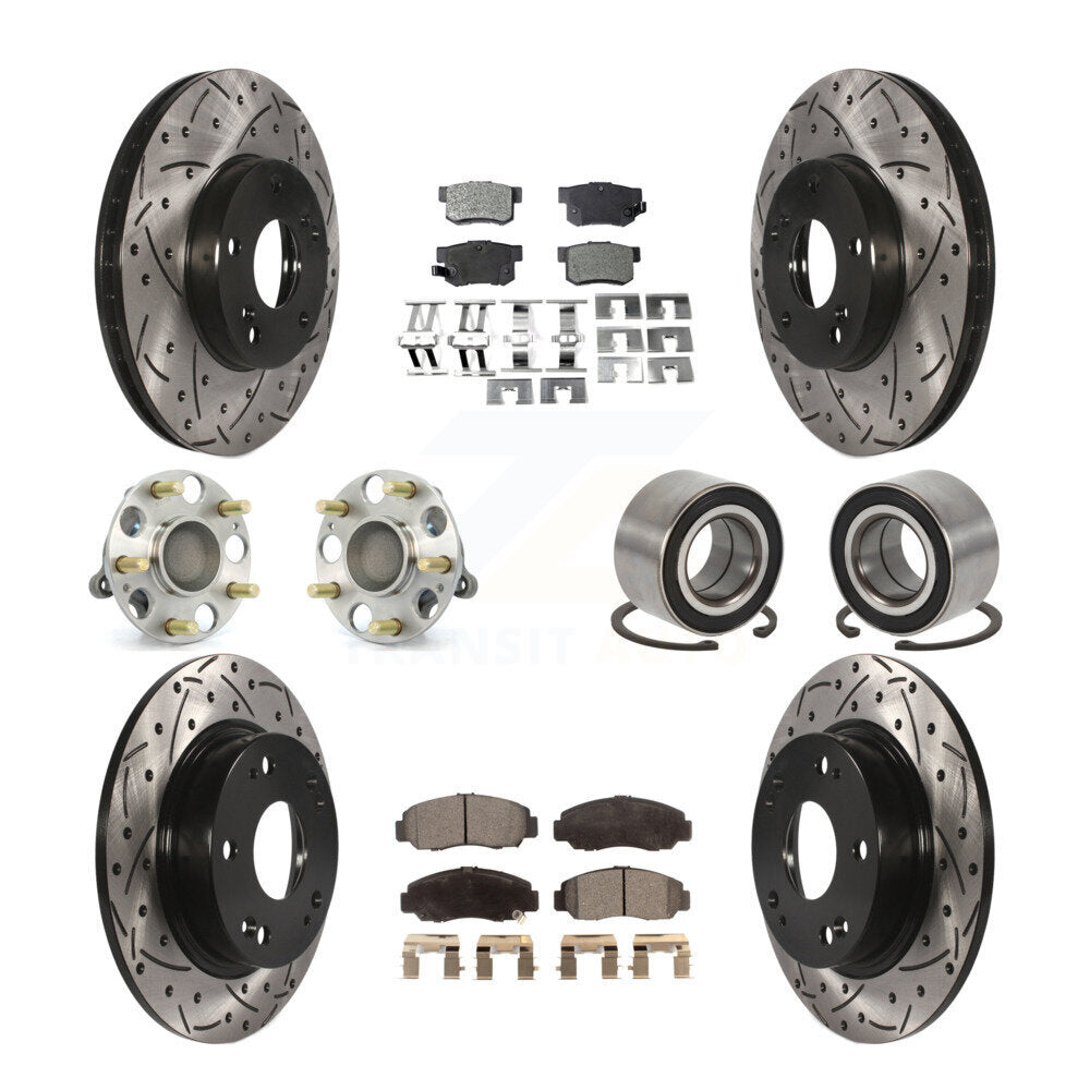 Kit de rotors et plaquettes de frein à disque revêtus de roulement de moyeu avant et arrière (10 pièces) pour Acura CS