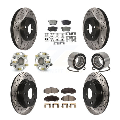 Kit de rotors et plaquettes de frein à disque revêtus de roulement de moyeu avant et arrière (10 pièces) pour Acura CS