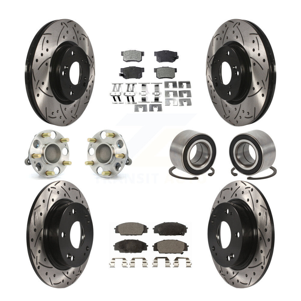Kit de plaquettes de Rotor de frein, roulement de moyeu avant et arrière (10 pièces) pour Honda Civic Acura CS