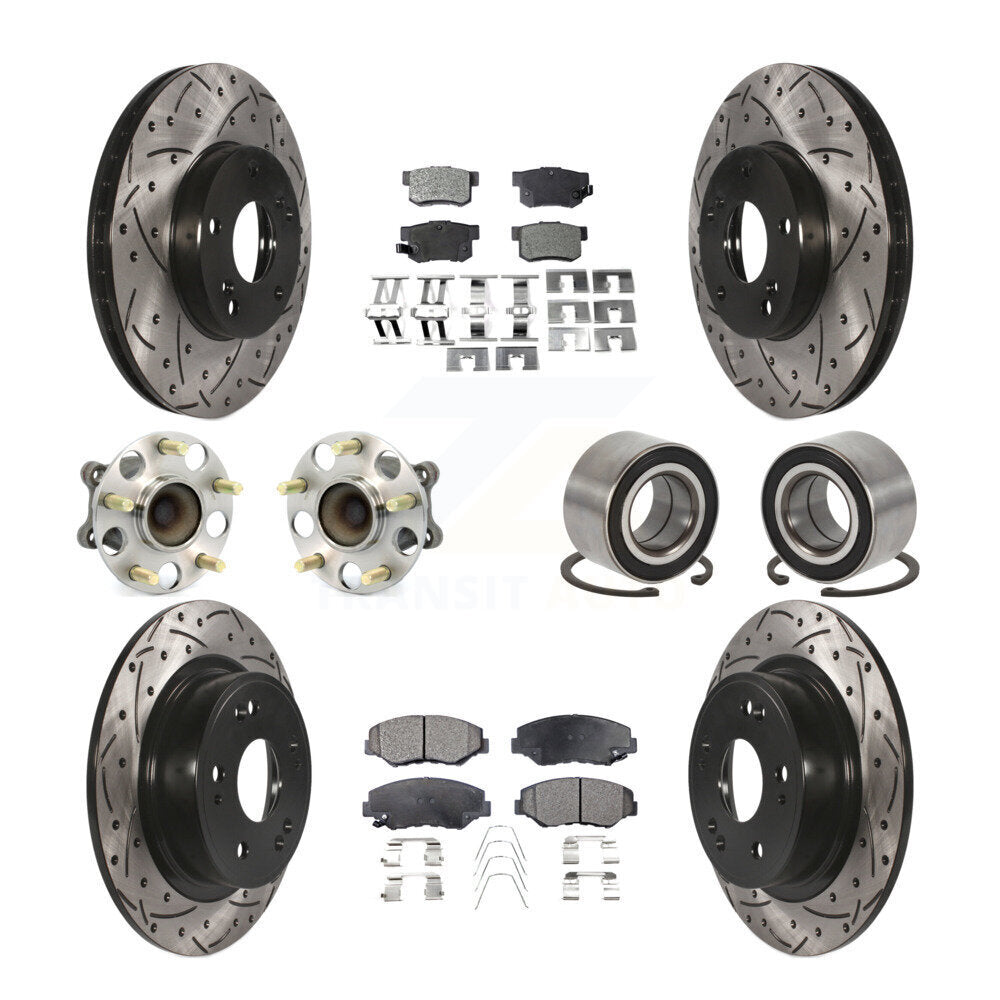 Kit de rotor et de plaquettes de frein à disque revêtus de roulement de moyeu avant et arrière (10 pièces) pour Honda Accor