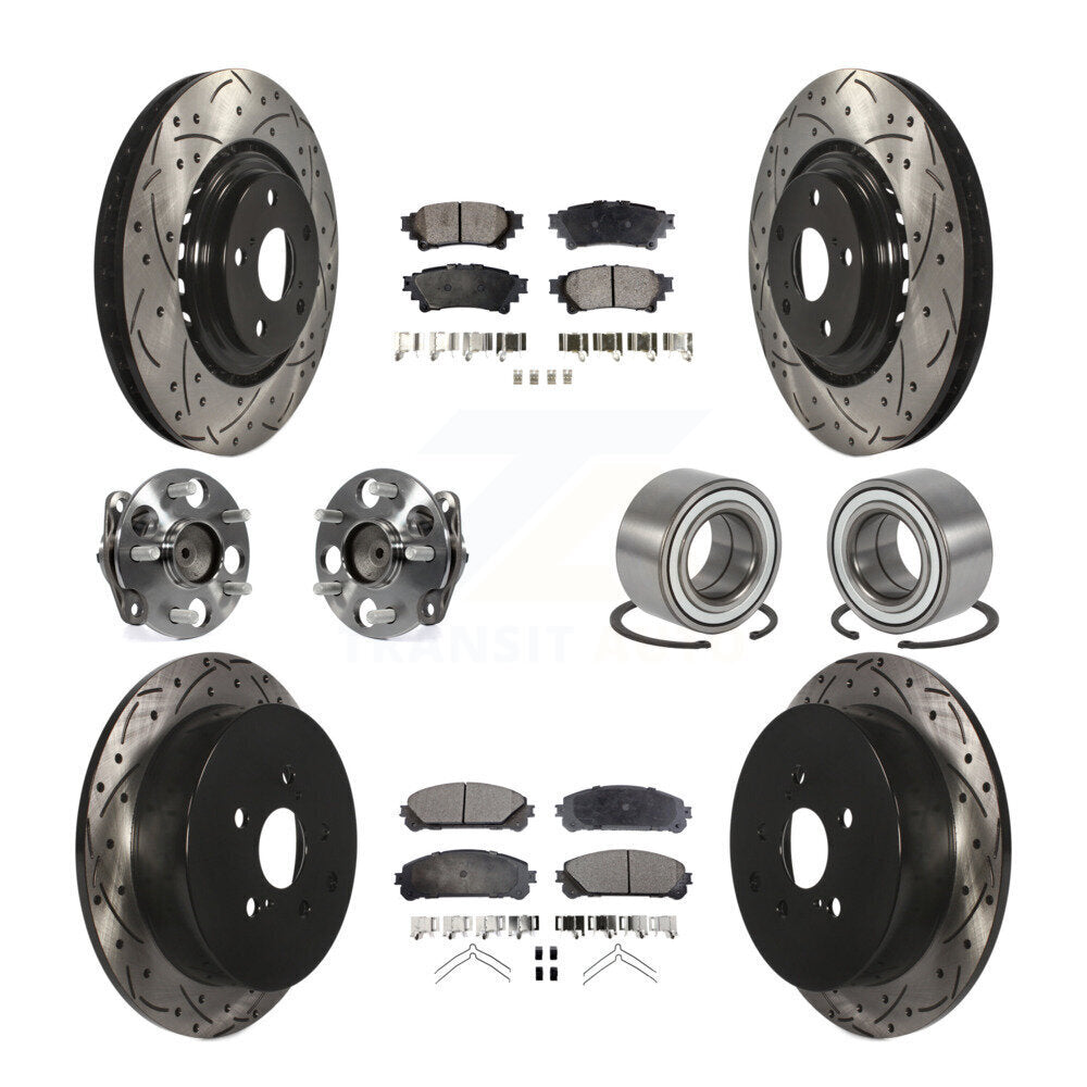 Kit de rotor et de plaquettes de frein revêtus de roulement de moyeu avant et arrière (10 pièces) pour Toyota Sienna FW